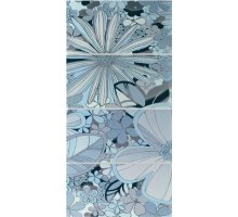 LB-CERAMICS Камила панно цветы голубой 1608-0102 40х80 (комплект 4 шт)